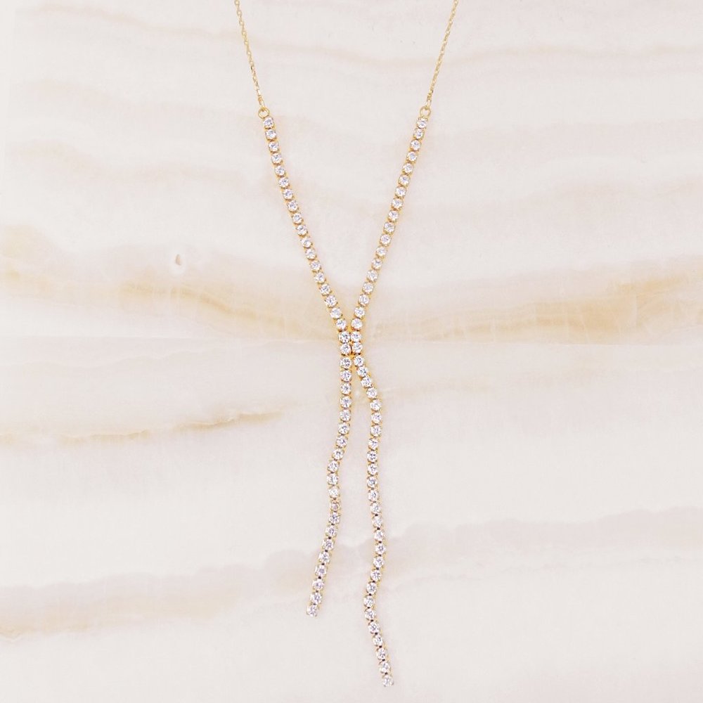 Sparkly Lariat Gold Necklace